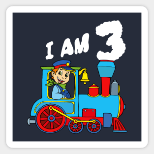 I Am 3 Train Locomotive 3rd Birthday Sticker